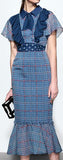 Ruffled Plaid Midi Dress
