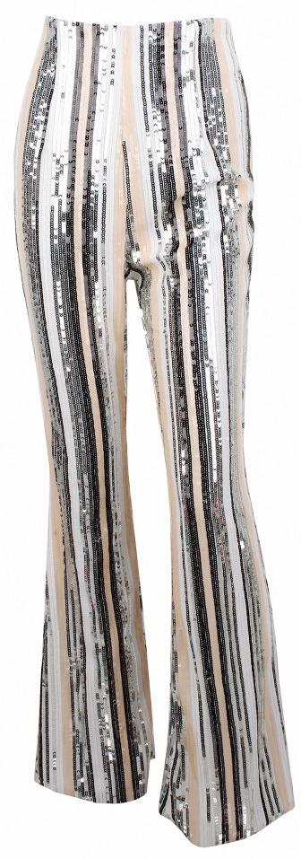 Sequin Embellished High Waist Flared Pants