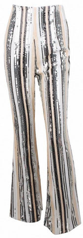 Sequin Embellished High Waist Flared Pants