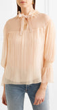 Shirred Silk-Georgette Blouse - Yellow, Pink/Nude, Black, White