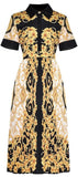 Baroque Printed Short-Sleeve Midi Dress | DESIGNER INSPIRED FASHIONS