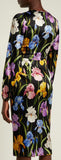 Iris-Print Charmeuse Midi Dress