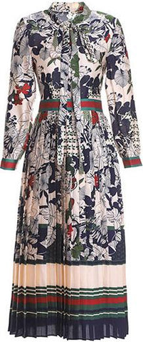 Floral Printed Pleated Midi Dress