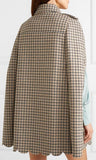 Scalloped Checked Wool-Blend Cape
