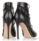 Lace-up Leather Ankle Boots in Black - DESIGNER INSPIRED FASHIONS