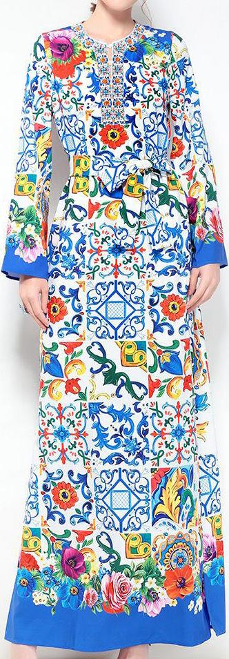 Tile Print Kaftan Dress