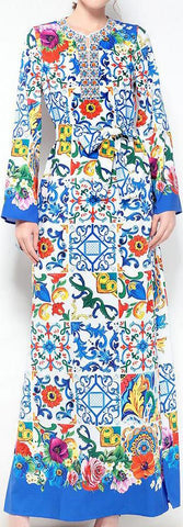 Tile Print Kaftan Dress