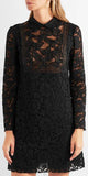 Black Corded Lace and Beaded Tulle Mini Dress