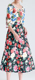 Multi Floral Print Midi Dress