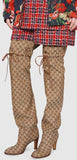GG Canvas Over-the-Knee Boots, Beige/Ebony