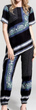 Print Asymmetrical Top and Trouser Set