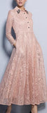 Embellished-Collar Lace Midi Dress
