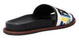 Embroidered Canvas Slide Sandals
