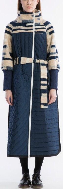 Paneled Puffer Wool Coat