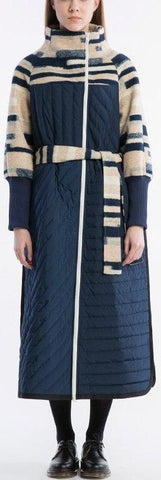 Paneled Puffer Wool Coat