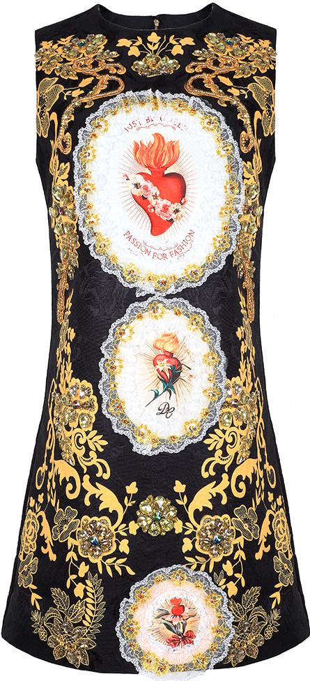 Embellished Jacquard Printed Mini Dress