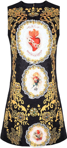 Embellished Jacquard Printed Mini Dress