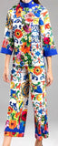 Majolica Print Top and Wide-Leg Cropped Pant Set
