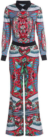 Technical Print Shirt and Flared Trouser Set