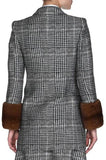 Mink-Cuff Prince of Wales Check Jacket