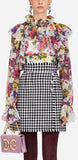 Ruffle Printed Blouse in Silk