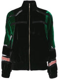 Lace Paneled Velvet Bomber Jacket