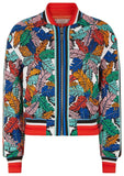 Red Bermuda Printed Silk Bomber Jacket
