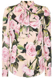 Rose Print Silk Chiffon Blouse