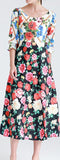 Multi Floral Print Midi Dress