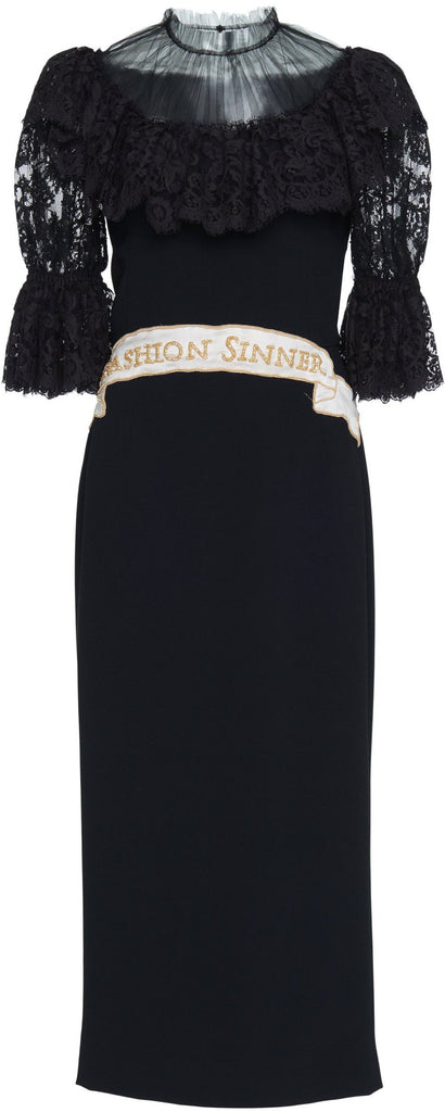 Black Lace Bodice Column Dress