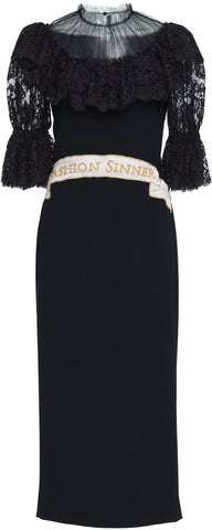Black Lace Bodice Column Dress