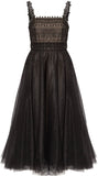 Black Layered Tulle Midi Dress