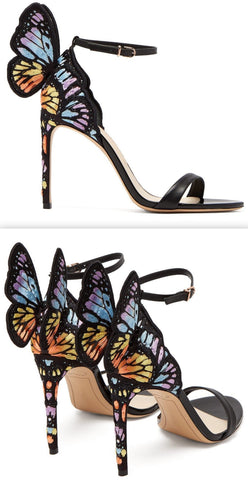 Chiara Butterfly-Wing Leather Stiletto Sandals