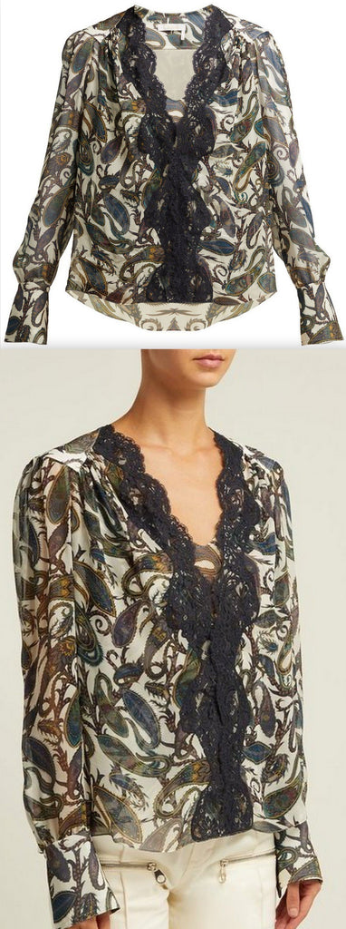 Paisley-Print Silk Blouse