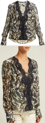 Paisley-Print Silk Blouse