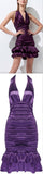 Gathered Halter Mini Dress, Purple