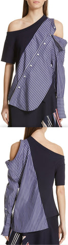 Mixed Media Cold-Shoulder Top