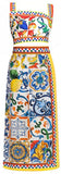 Multi-Colored Majolica Print Crop Top and Skirt Set | DESIGNER INSPIRED FASHIONS