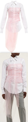 Gathered Tulle Bustier Poplin Shirt | DESIGNER INSPIRED FASHIONS