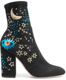 Printed Suede Ankle Boots in Black - DESIGNER INSPIRED FASHIONS