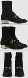 Horsebit GG Velvet Boot with Crystals