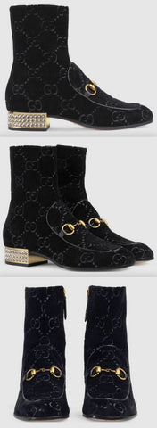 Horsebit GG Velvet Boot with Crystals