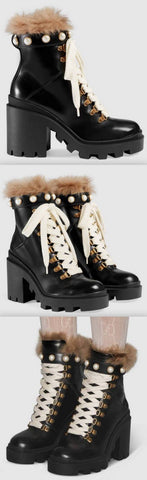 Leather Ankle Boot with Wool
