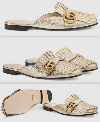 Marmont Metallic Laminate Leather Slipper