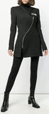 Black Curved-Zip Blazer