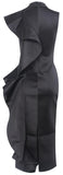 Black Sleeveless Knee-Length Ruffle Dress