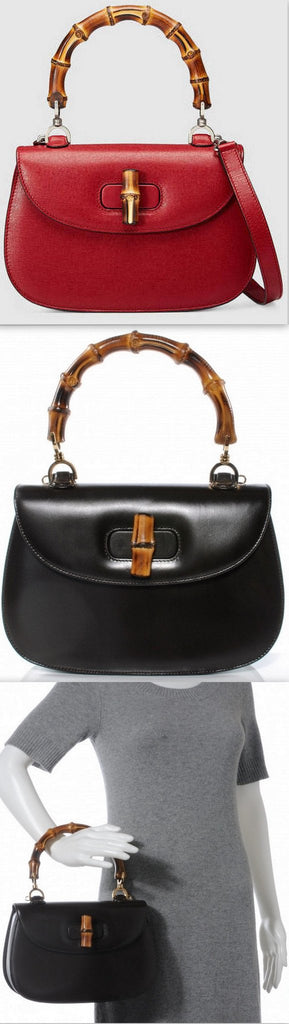 Bamboo Classic leather Handbag - (Black or Red) - DESIGNER INSPIRED FASHIONS