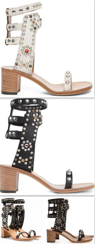'Carol' Studded Sandals in Black or White - DESIGNER INSPIRED FASHIONS