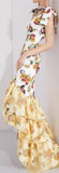 Printed Gown with Tiered Tulle Hem | DESIGNER INSPIRED FASHIONS