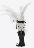 Iris 105 Feather Sandals, White Feathers and Black Leather
